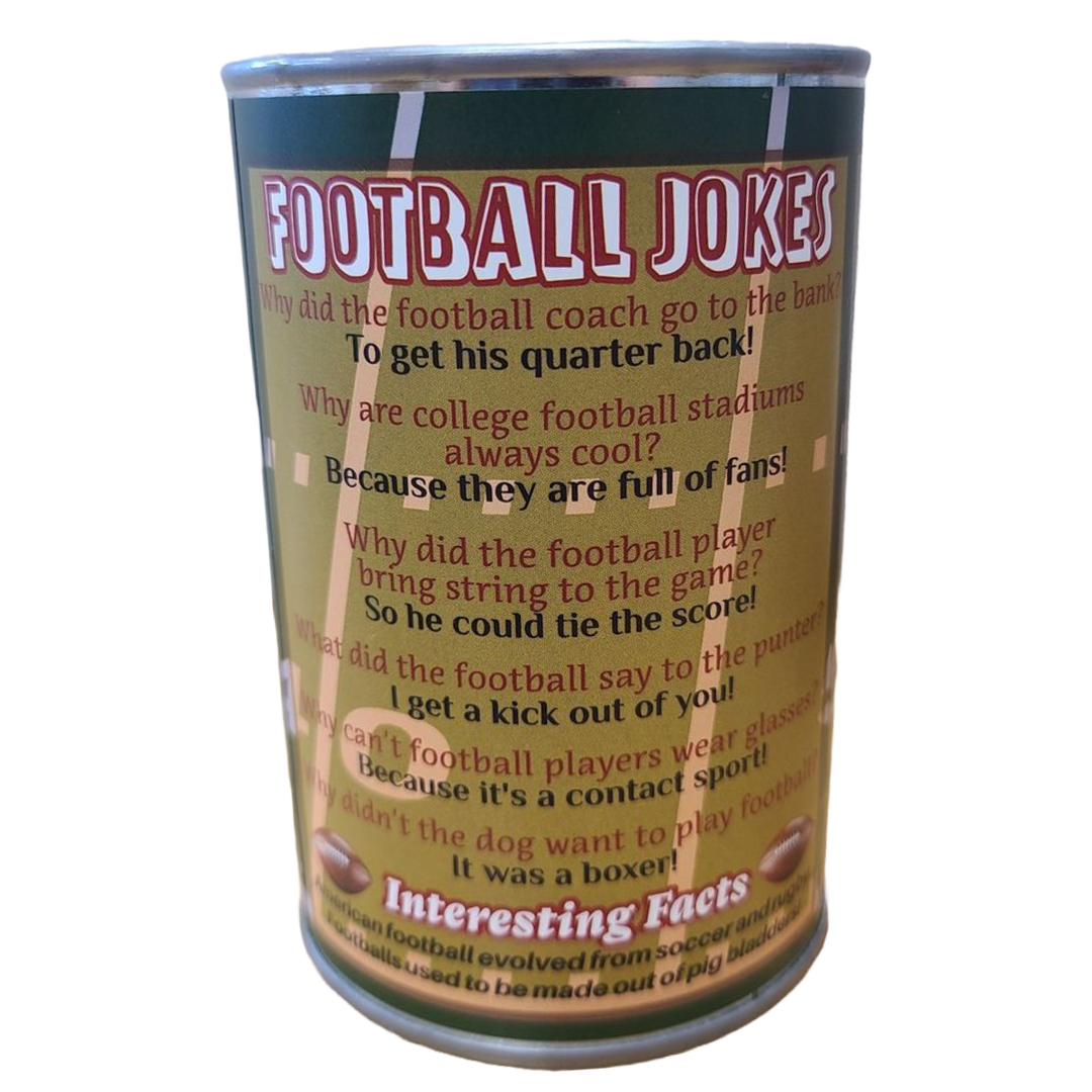 Canned Football | Stuffed Sports Plush in a Can w/Jokes: Pop Top Lid Canned Gifts Canned Football | Stuffed Sports Plush in a Can w/Jokes: Pop Top Lid Bonjour Fete - Party Supplies