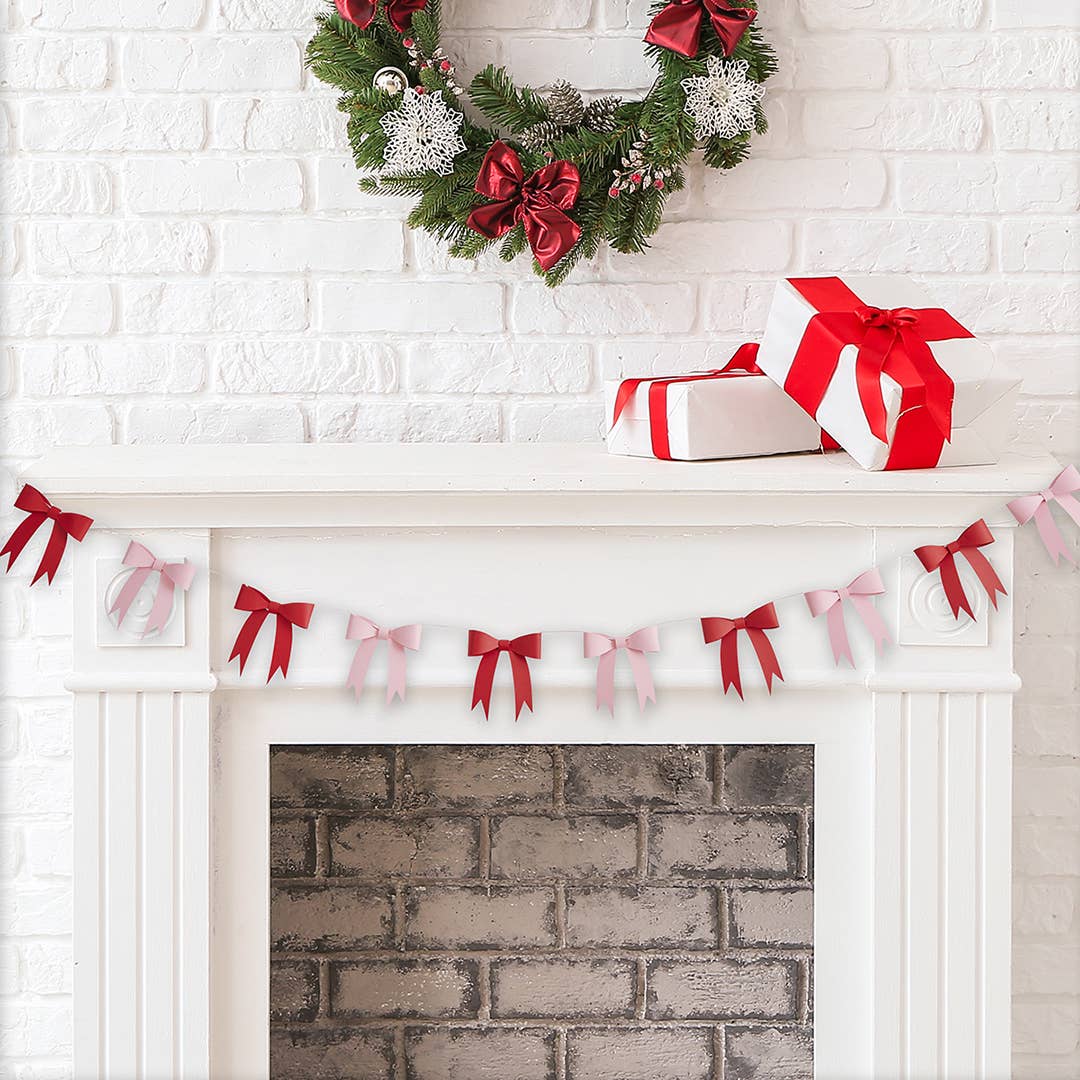 PINK & RED 3D BOW GARLAND Hootyballoo by Club Green PINK & RED 3D BOW GARLAND Bonjour Fete - Party Supplies