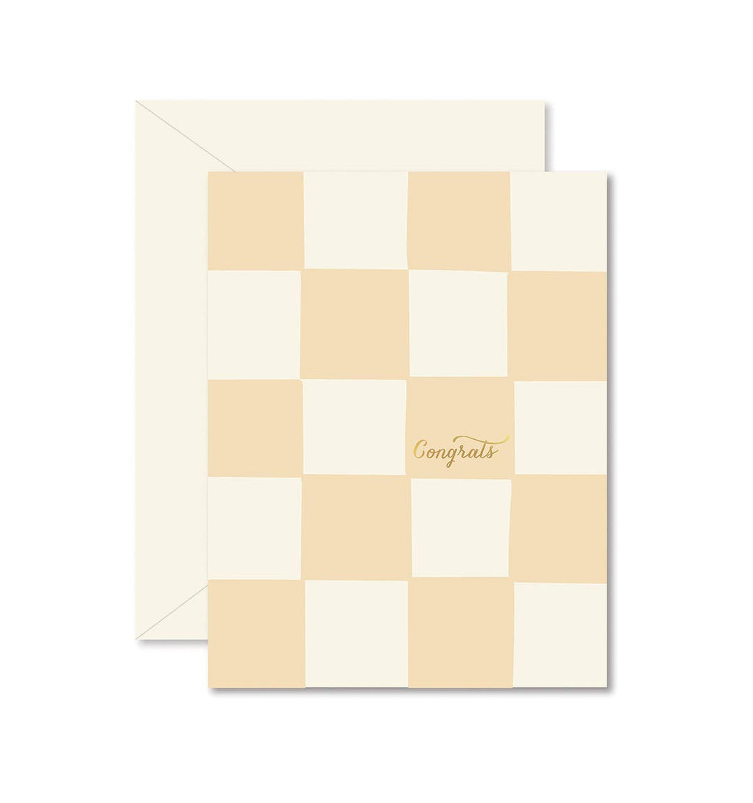 CHECKERBOARD CONGRATS GREETING CARD Ginger P. Designs Greeting Cards CHECKERBOARD CONGRATS GREETING CARD Bonjour Fete - Party Supplies