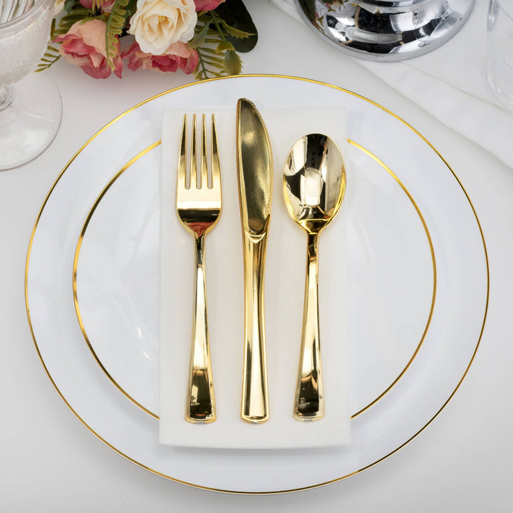 Exquisite Classic Gold Plastic Forks - 20 Count Crown Display Exquisite Classic Gold Plastic Forks - 20 Count Bonjour Fete - Party Supplies