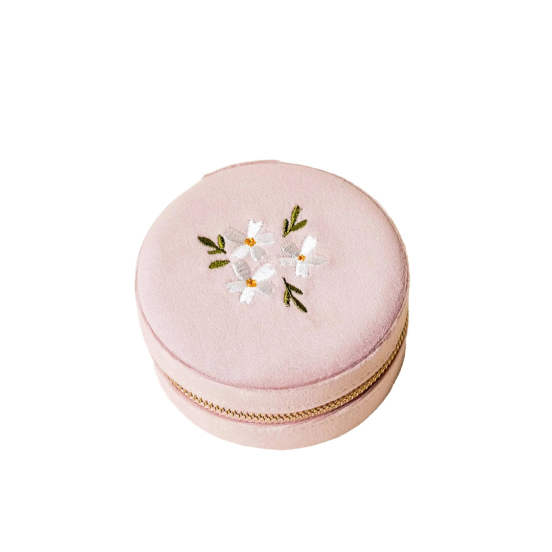 ROUND VELVET JEWELRY CASE The Darling Effect Adult Jewelry & Accessories BLUSH ROUND VELVET JEWELRY CASE Bonjour Fete - Party Supplies