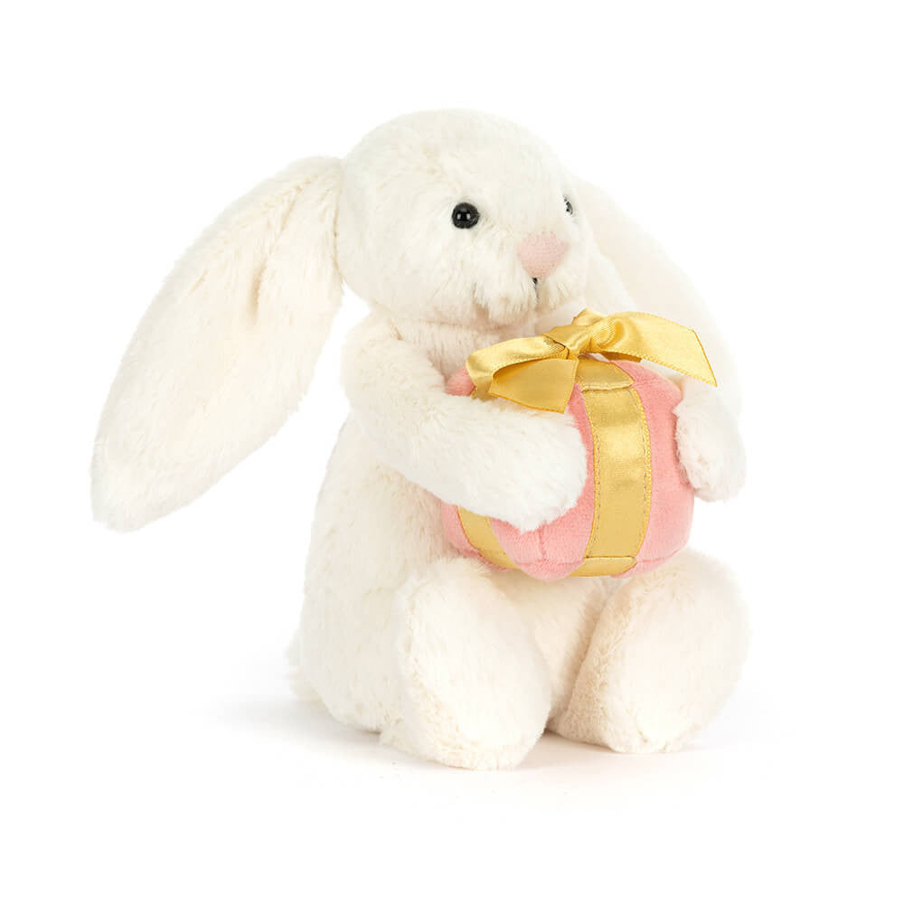 BASHFUL BUNNY WITH PRESENT BY JELLYCAT Jellycat Dolls & Stuffed Animals BASHFUL BUNNY WITH PRESENT BY JELLYCAT Bonjour Fete - Party Supplies