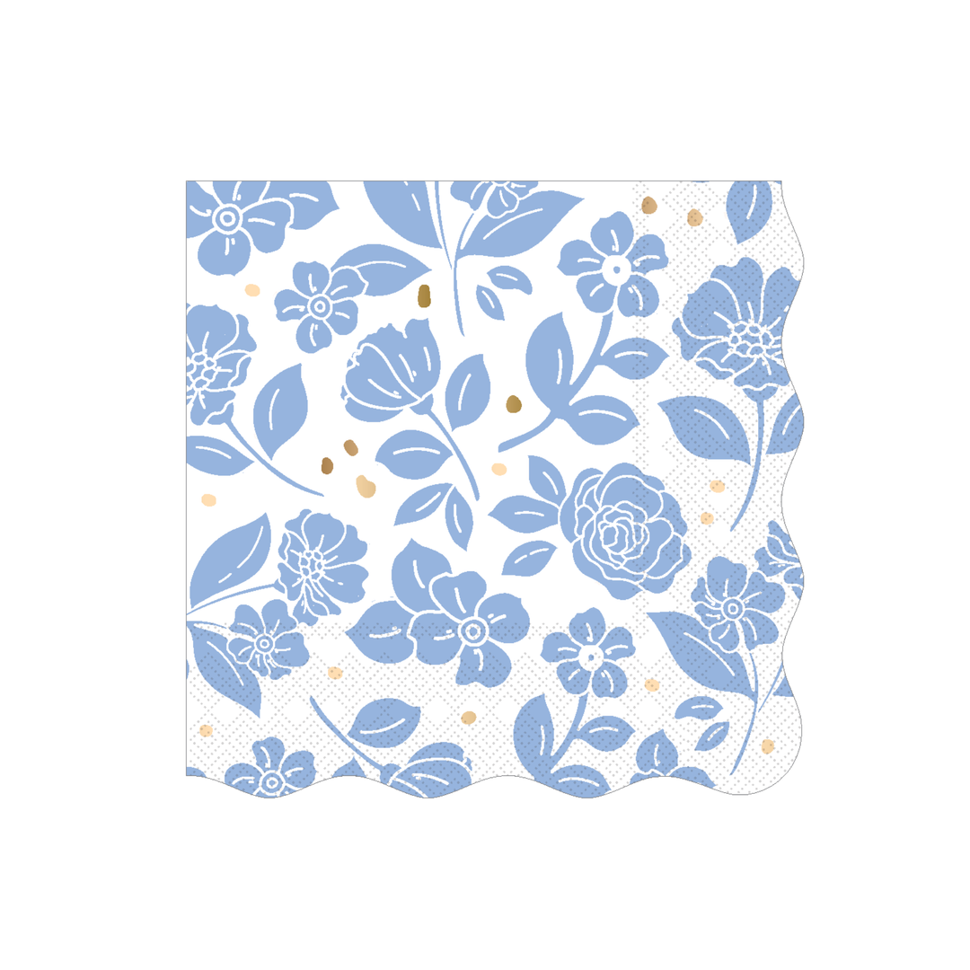 BLUE BELLE ELEGANT FLORAL DINNER NAPKIN Bonjour Fete Napkins Bonjour Fete - Party Supplies