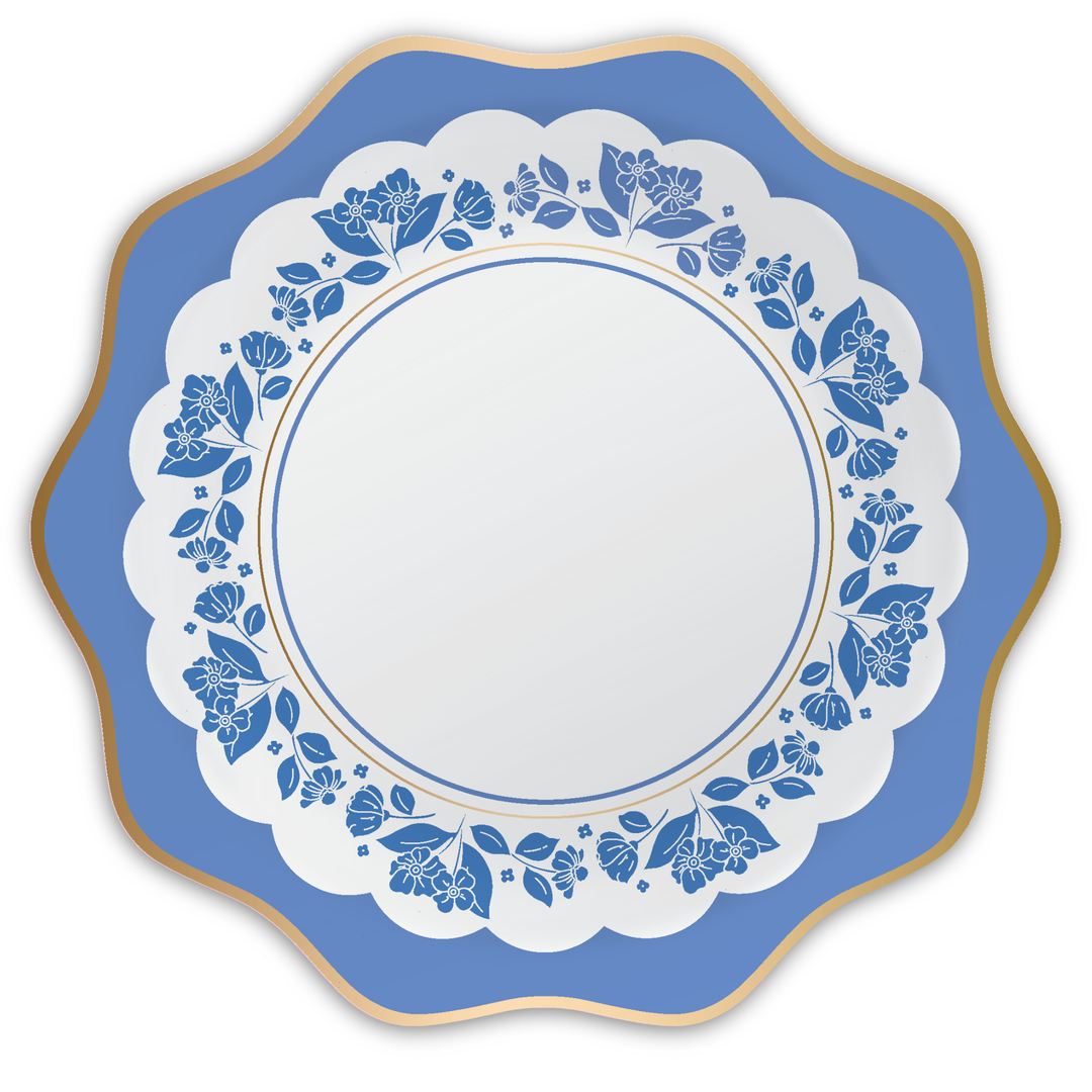 BELLE BLUE ELEGANT FLORAL DINNER PLATES Bonjour Fete Plates Bonjour Fete - Party Supplies