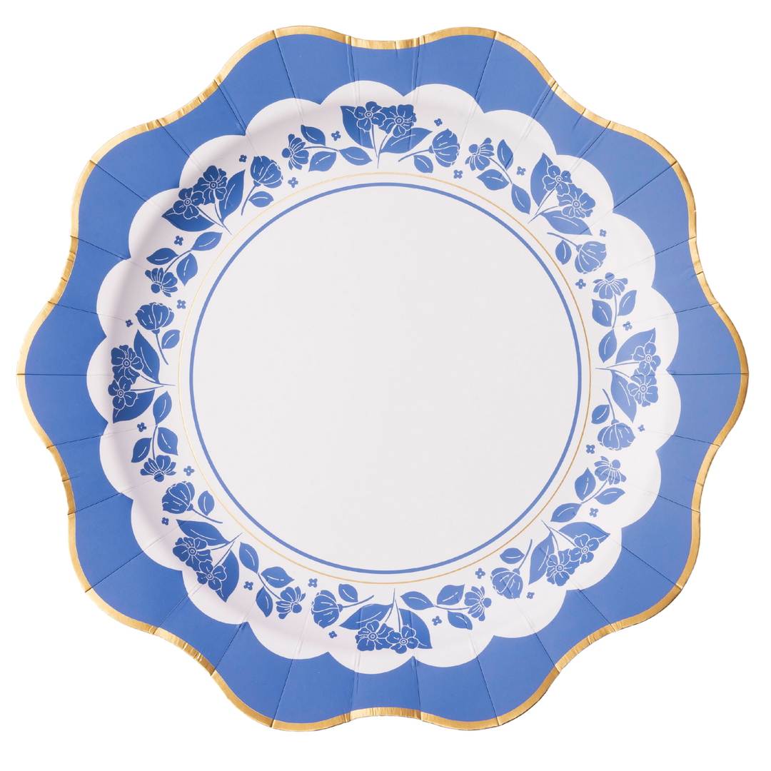 BELLE BLUE ELEGANT FLORAL DINNER PLATES Bonjour Fete Plates BELLE BLUE ELEGANT FLORAL DINNER PLATES Bonjour Fete - Party Supplies