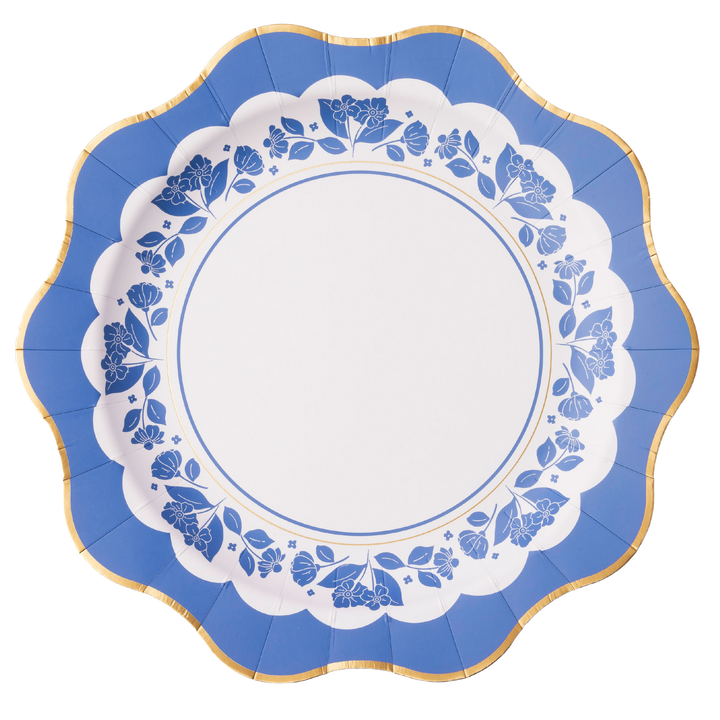 BELLE BLUE ELEGANT FLORAL DINNER PLATES Bonjour Fete Plates BELLE BLUE ELEGANT FLORAL DINNER PLATES Bonjour Fete - Party Supplies