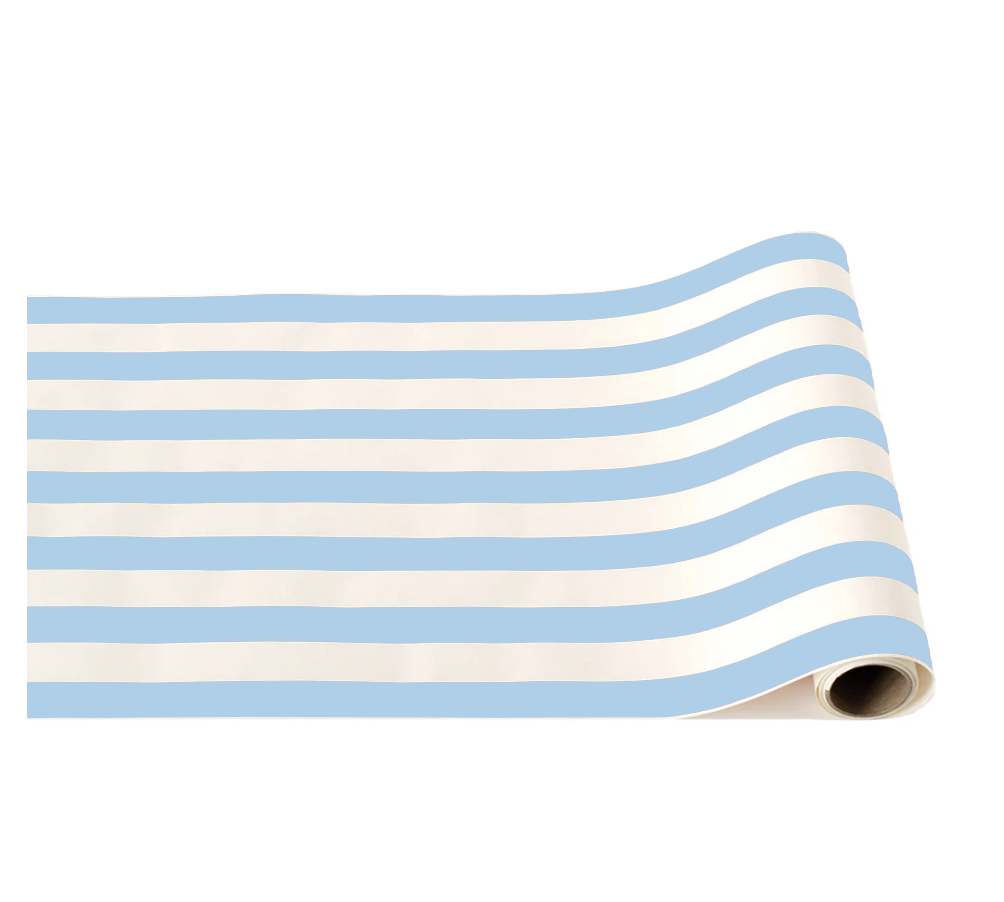 SKY BLUE SIGNATURE CABANA STRIPE TABLE RUNNER Bonjour Fête Table Covers & Placemats SKY BLUE SIGNATURE CABANA STRIPE TABLE RUNNER Bonjour Fete - Party Supplies