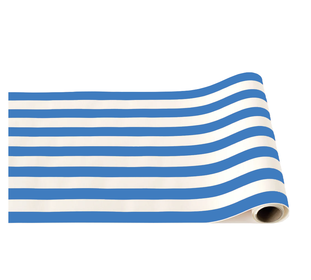 PALISADES BLUE SIGNATURE CABANA STRIPE TABLE RUNNER Bonjour Fête Table Covers & Placemats PALISADES BLUE SIGNATURE CABANA STRIPE TABLE RUNNER Bonjour Fete - Party Supplies