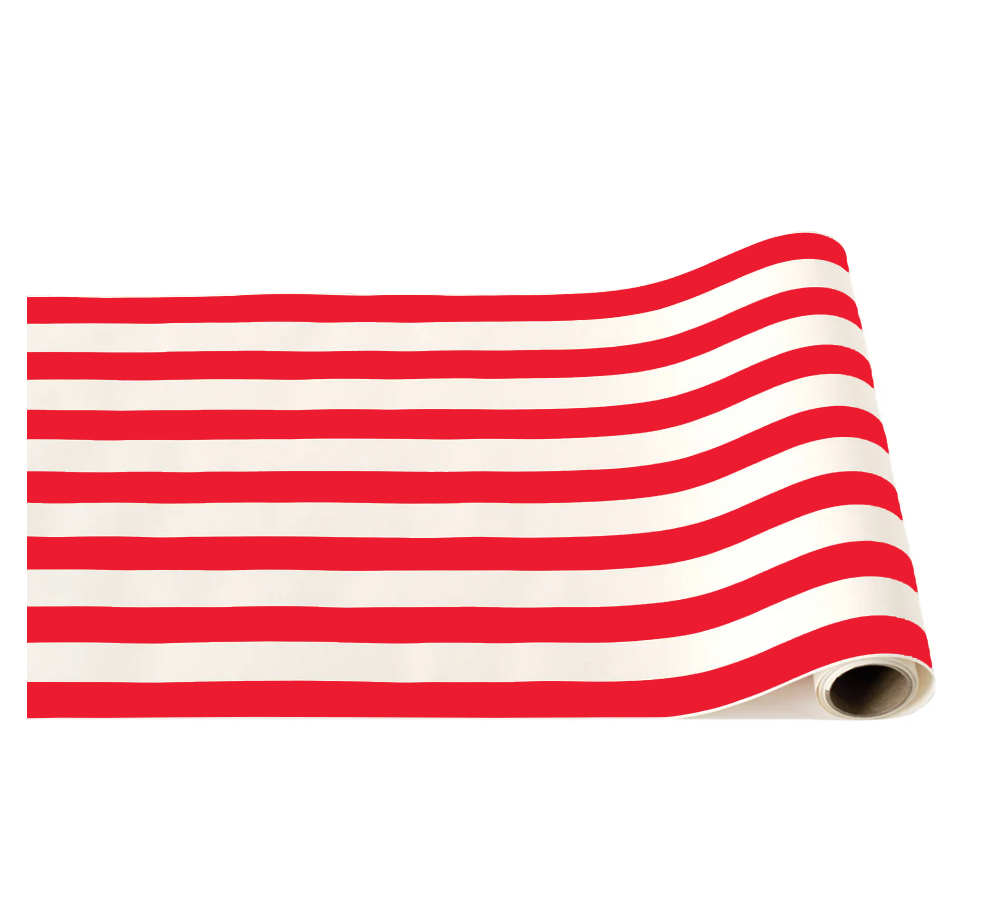 CHERRY RED SIGNATURE CABANA STRIPE TABLE RUNNER Bonjour Fête Table Covers & Placemats CHERRY RED SIGNATURE CABANA STRIPE TABLE RUNNER Bonjour Fete - Party Supplies