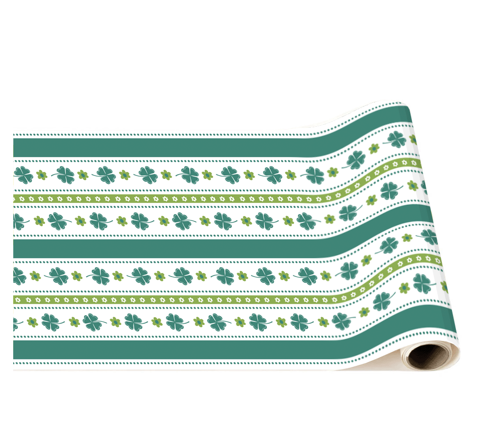 CLOVER CABANA ST PATRICK'S DAY TABLE RUNNER Bonjour Fête Table Covers & Placemats CLOVER CABANA ST PATRICK'S DAY TABLE RUNNER Bonjour Fete - Party Supplies