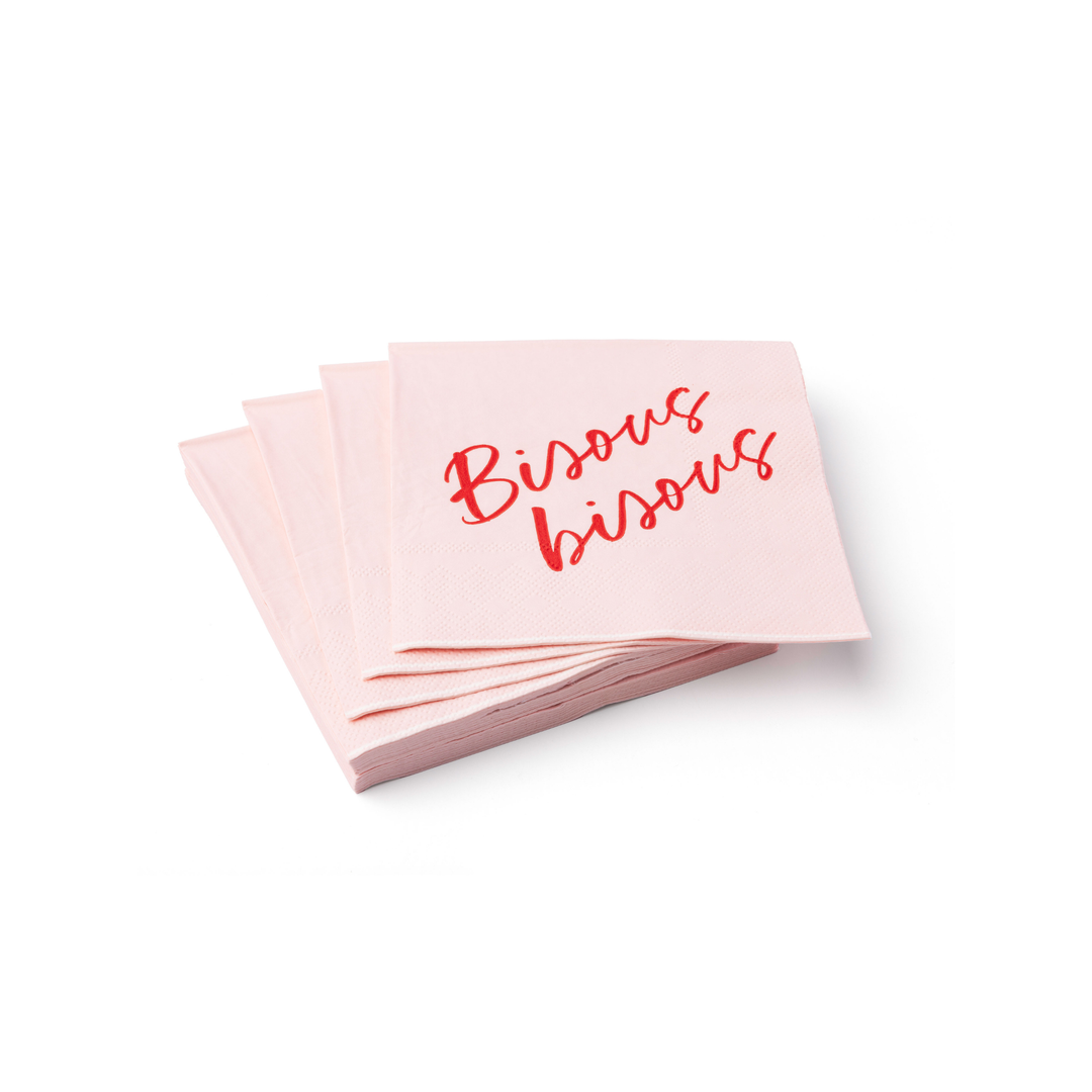 BISOUS BISOUS COCKTAIL NAPKINS Bonjour Fete Napkins BISOUS BISOUS COCKTAIL NAPKINS Bonjour Fete - Party Supplies