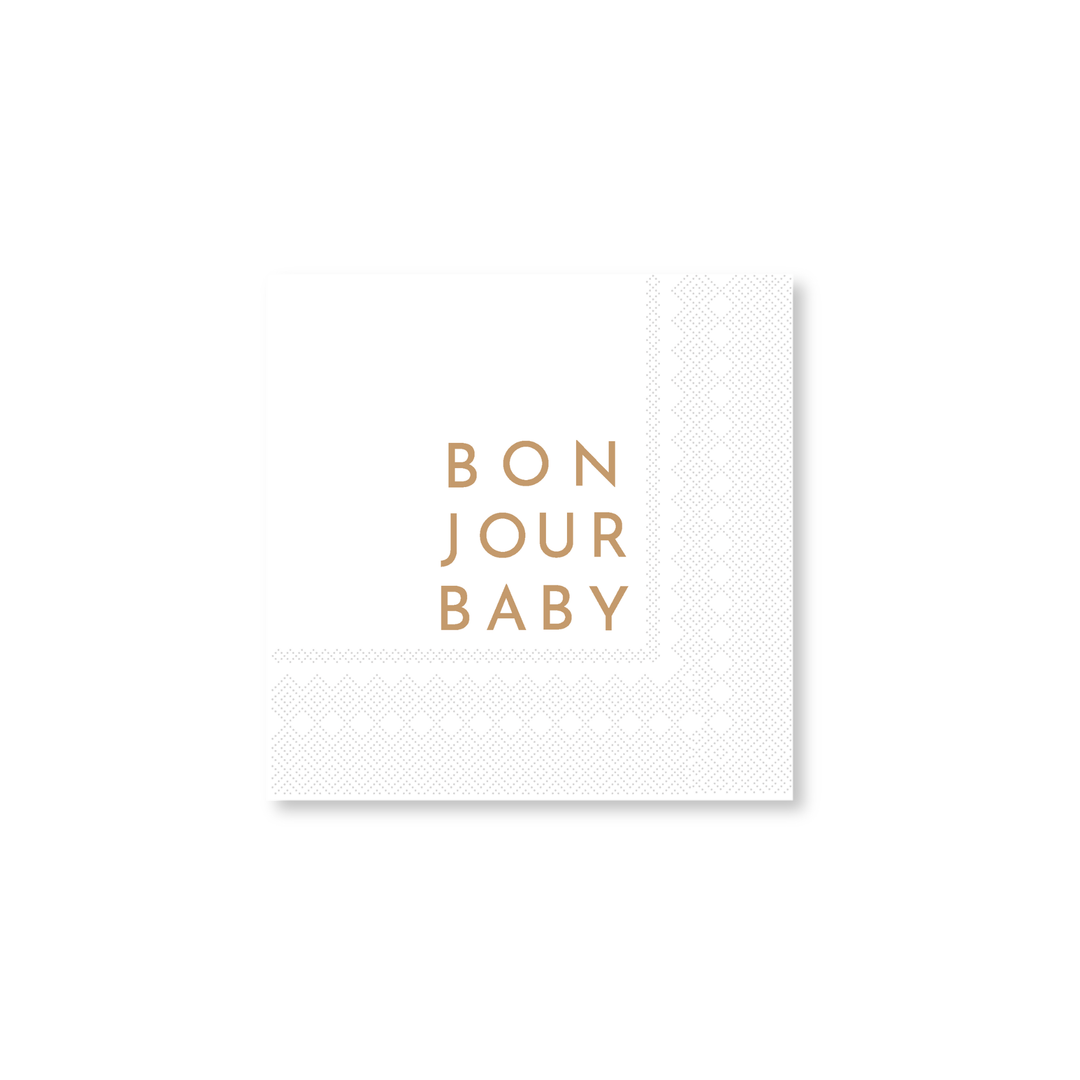 BONJOUR BABY BLANC WHITE COCKTAIL NAPKINS Bonjour Fete Napkins Bonjour Fete - Party Supplies