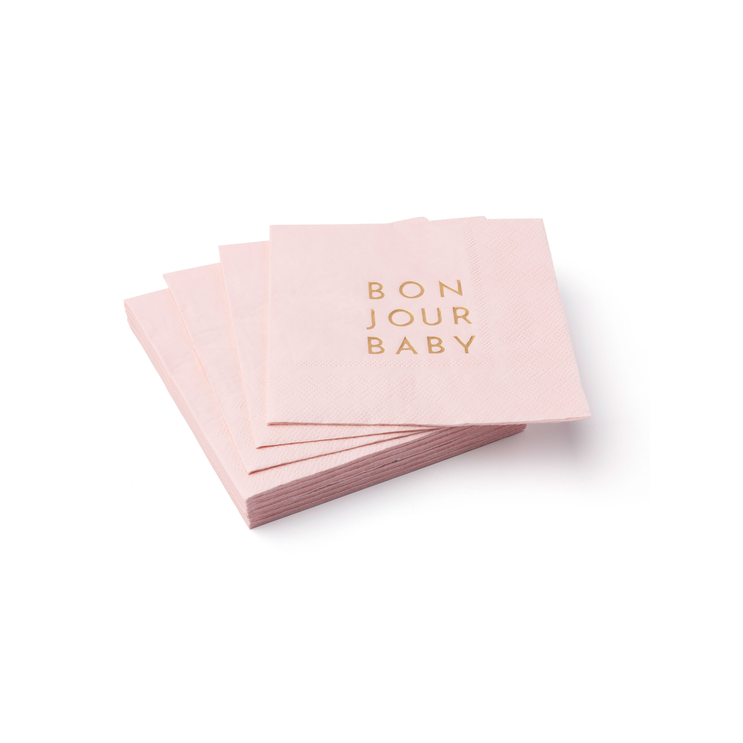 BONJOUR BABY PETAL PINK COCKTAIL NAPKINS Bonjour Fete Napkins BONJOUR BABY PETAL PINK COCKTAIL NAPKINS Bonjour Fete - Party Supplies