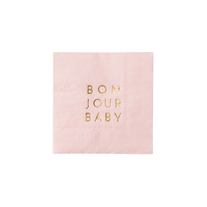 BONJOUR BABY PETAL PINK COCKTAIL NAPKINS Bonjour Fete Napkins BONJOUR BABY PETAL PINK COCKTAIL NAPKINS Bonjour Fete - Party Supplies