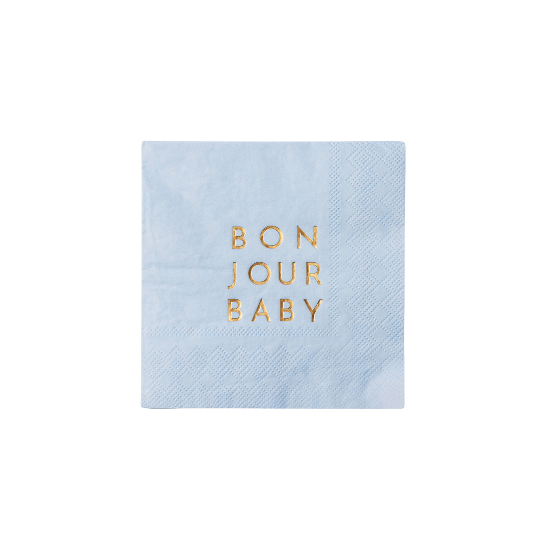 BONJOUR BABY SKY BLUE COCKTAIL NAPKINS Bonjour Fete Napkins BONJOUR BABY SKY BLUE COCKTAIL NAPKINS Bonjour Fete - Party Supplies