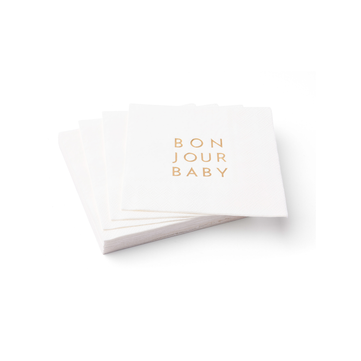 BONJOUR BABY BLANC WHITE COCKTAIL NAPKINS Bonjour Fete Napkins BONJOUR BABY BLANC WHITE COCKTAIL NAPKINS Bonjour Fete - Party Supplies