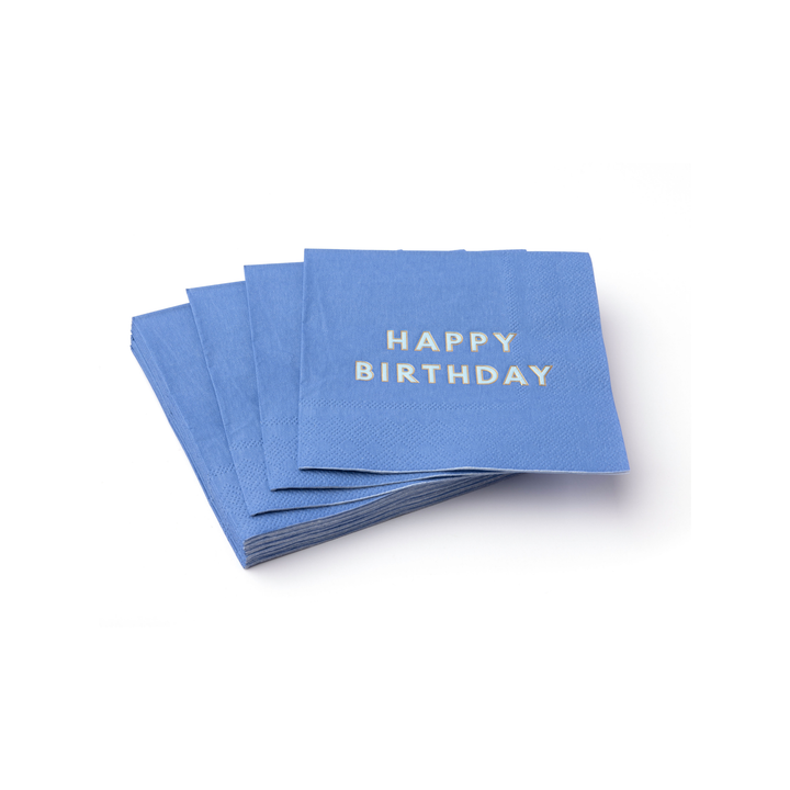 PALISADES BLUE SIGNATURE HAPPY BIRTHDAY COCKTAIL NAPKINS Bonjour Fete Napkins PALISADES BLUE SIGNATURE HAPPY BIRTHDAY COCKTAIL NAPKINS Bonjour Fete - Party Supplies