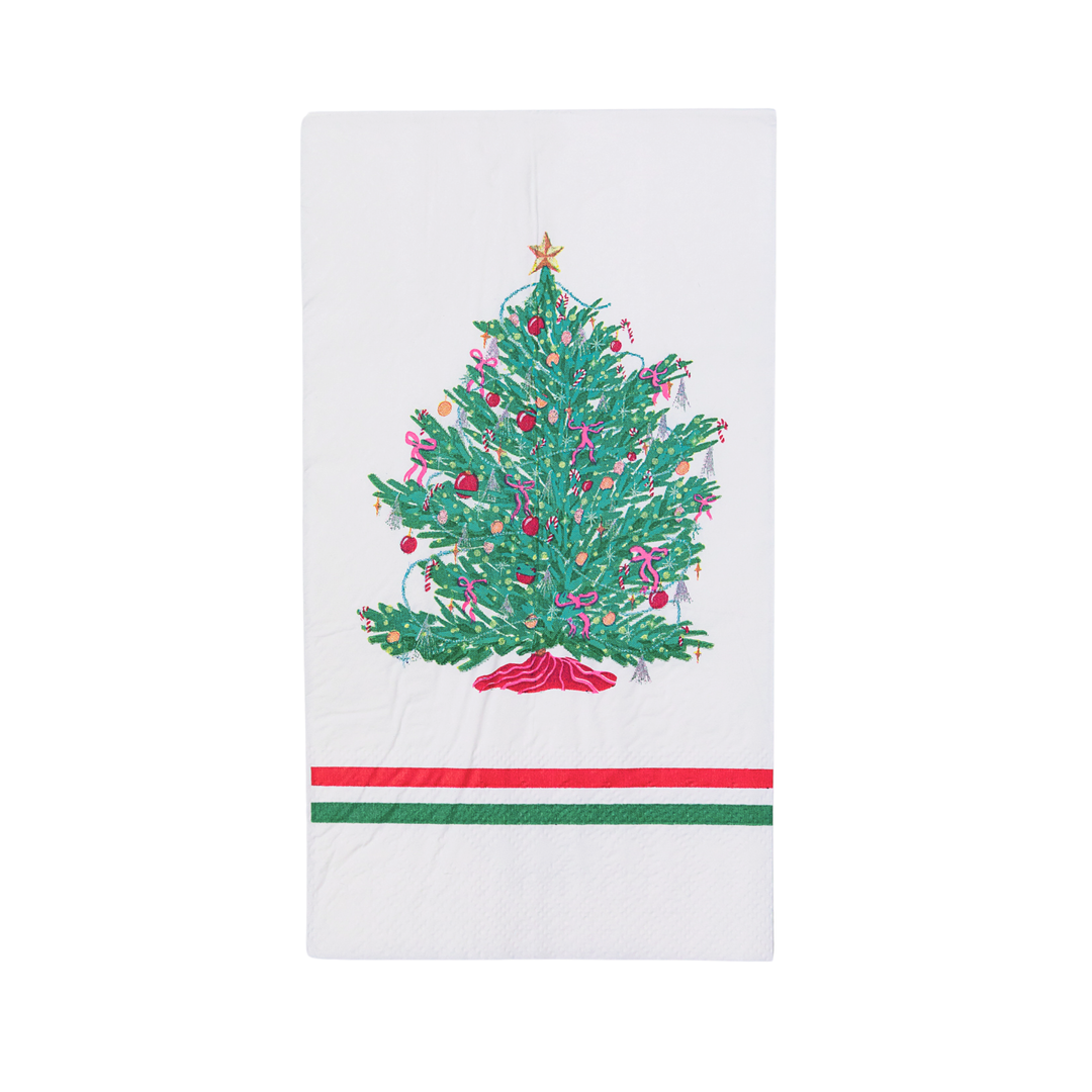 BONJOUR FÊTE X ONE & ONLY PAPER CHRISTMAS TREE GUEST TOWELS Bonjour Fete Napkins Bonjour Fete - Party Supplies