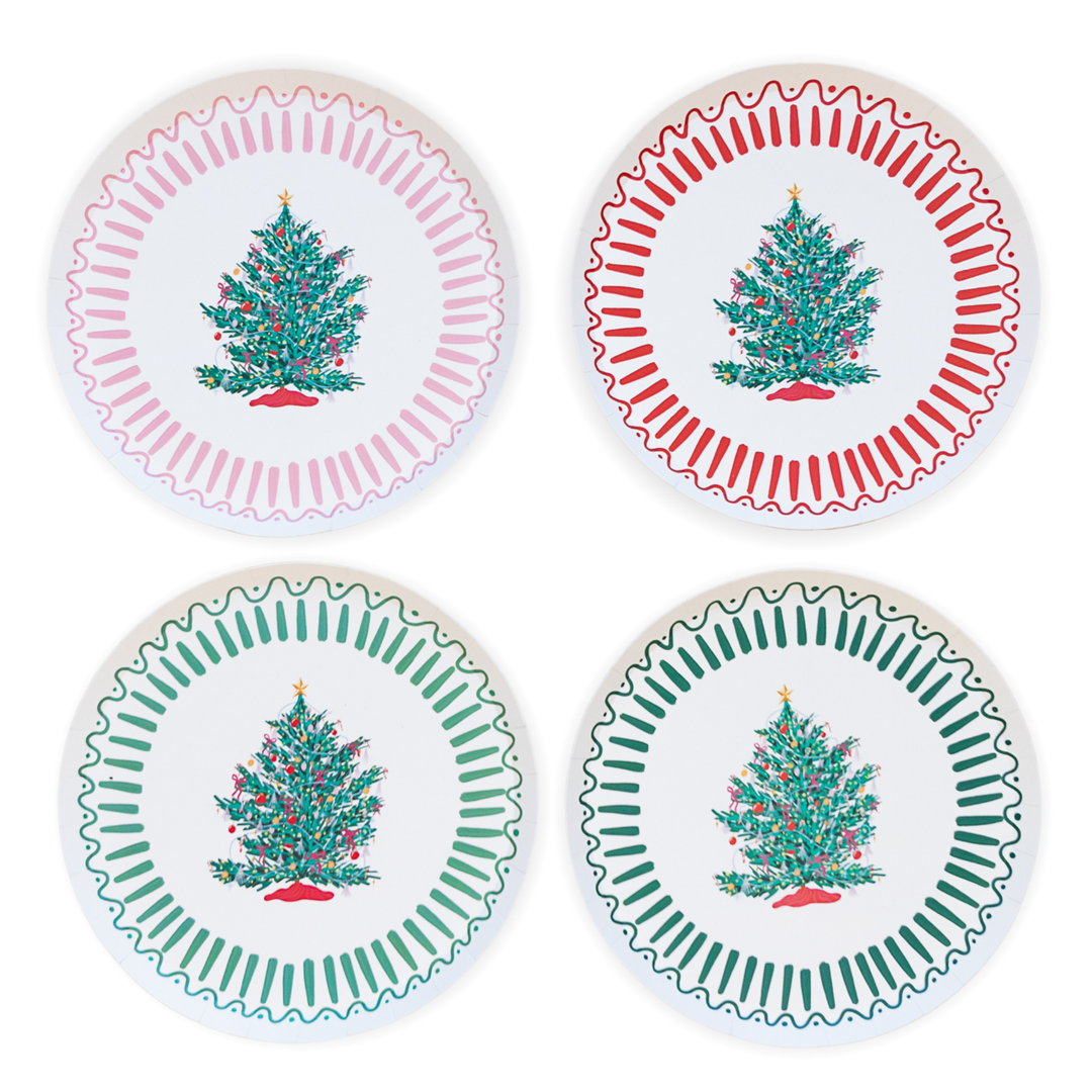 BONJOUR FÊTE X ONE & ONLY PAPER CHRISTMAS TREE SMALL PLATES Bonjour Fete Plates Bonjour Fete - Party Supplies