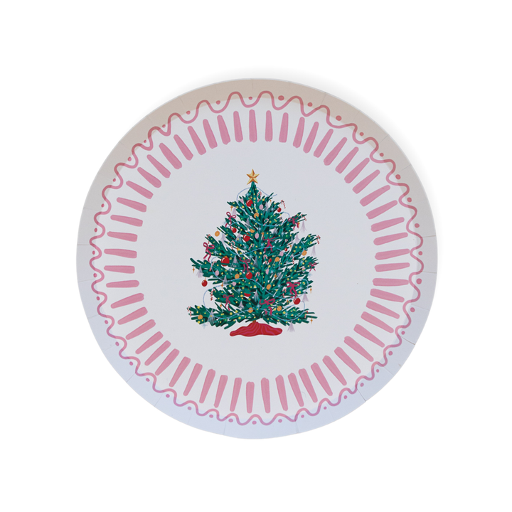 BONJOUR FÊTE X ONE & ONLY PAPER CHRISTMAS TREE SMALL PLATES Bonjour Fete Plates Bonjour Fete - Party Supplies