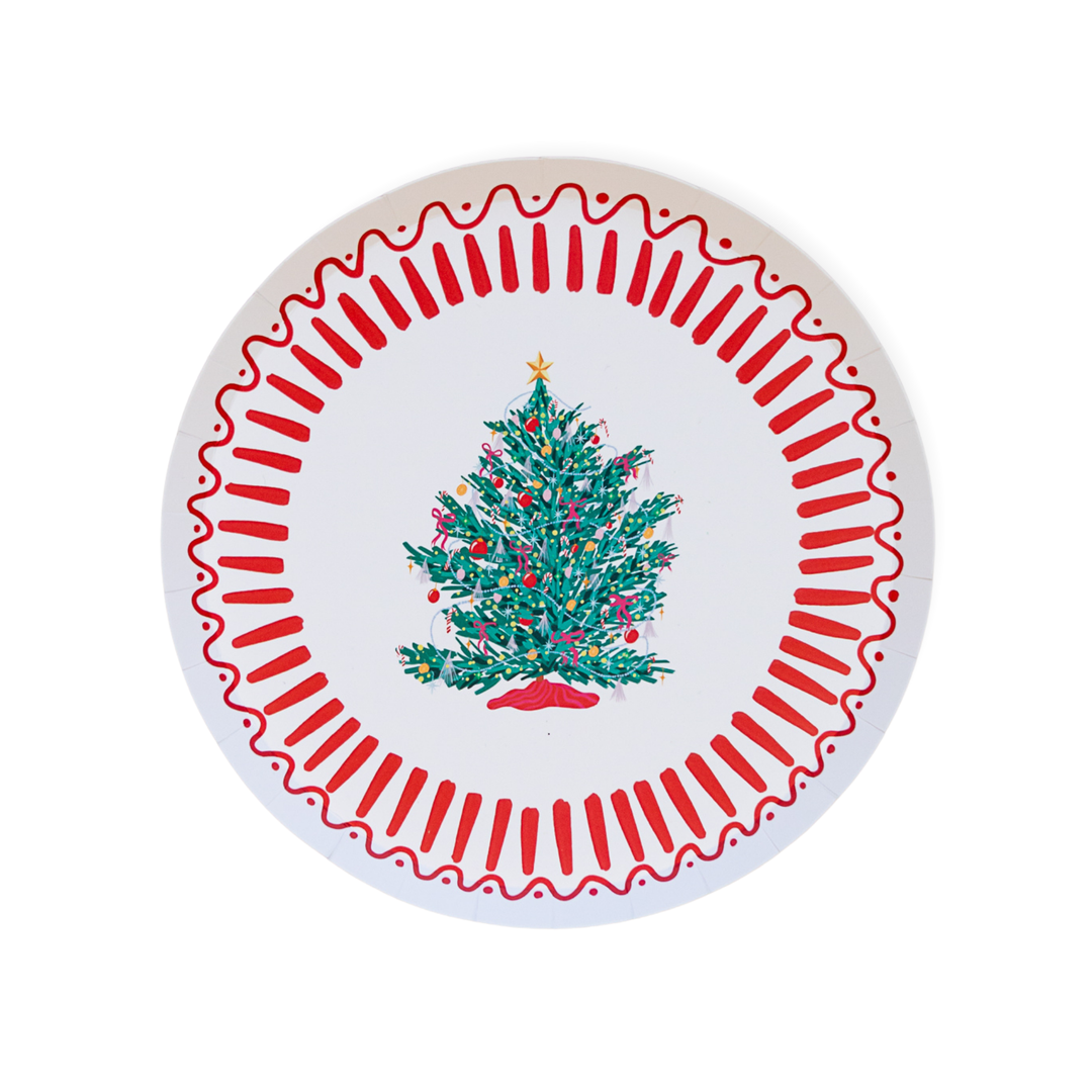 BONJOUR FÊTE X ONE & ONLY PAPER CHRISTMAS TREE SMALL PLATES Bonjour Fete Plates Bonjour Fete - Party Supplies