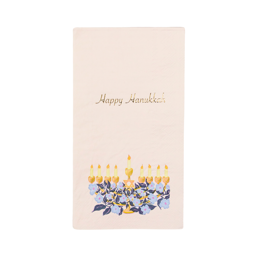 BONJOUR FÊTE X ONE & ONLY PAPER HAPPY HANUKKAH MENORAH GUEST TOWELS Bonjour Fete Napkins Bonjour Fete - Party Supplies