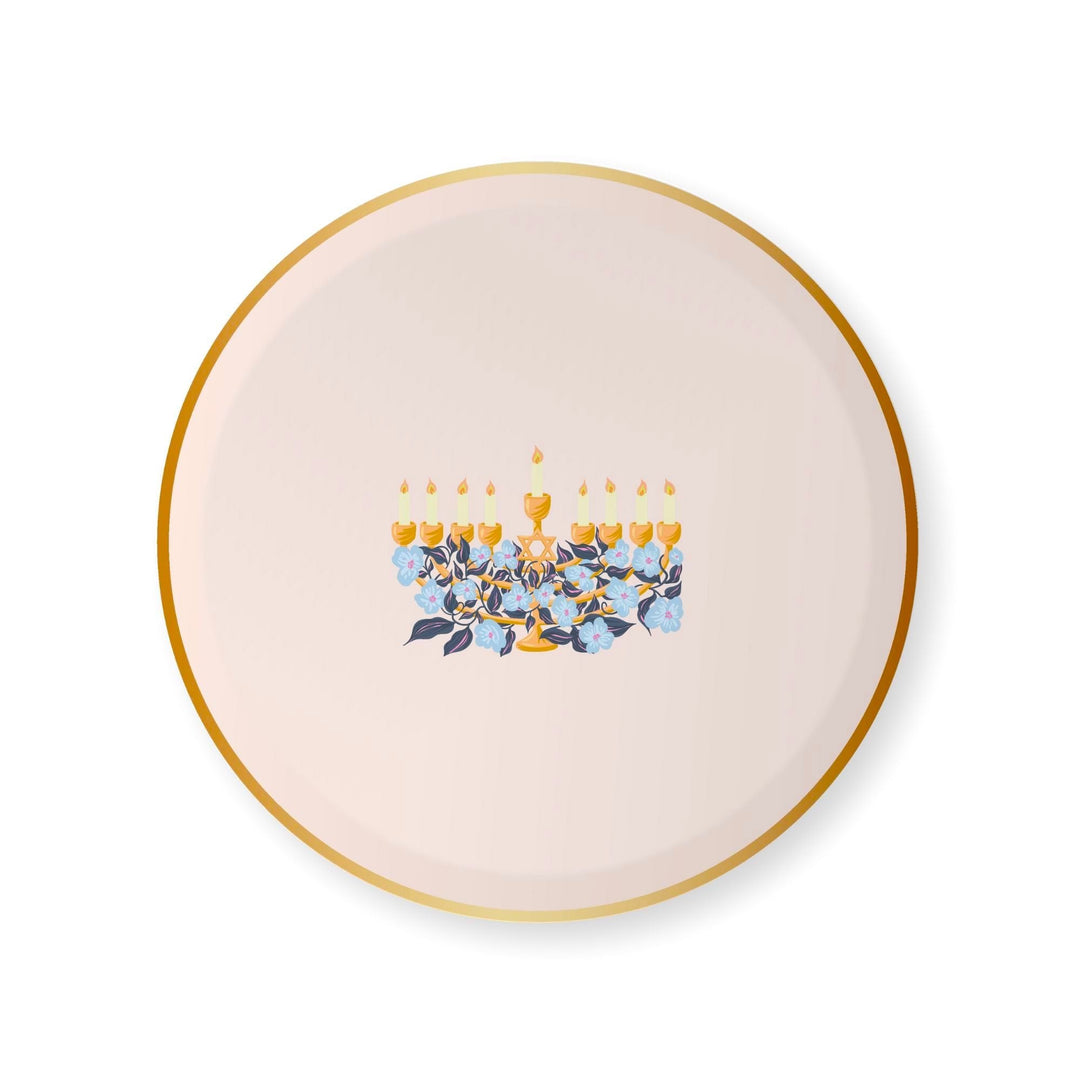 BONJOUR FÊTE X ONE & ONLY PAPER HAPPY HANUKKAH MENORAH SMALL PLATES Bonjour Fete Plates Bonjour Fete - Party Supplies