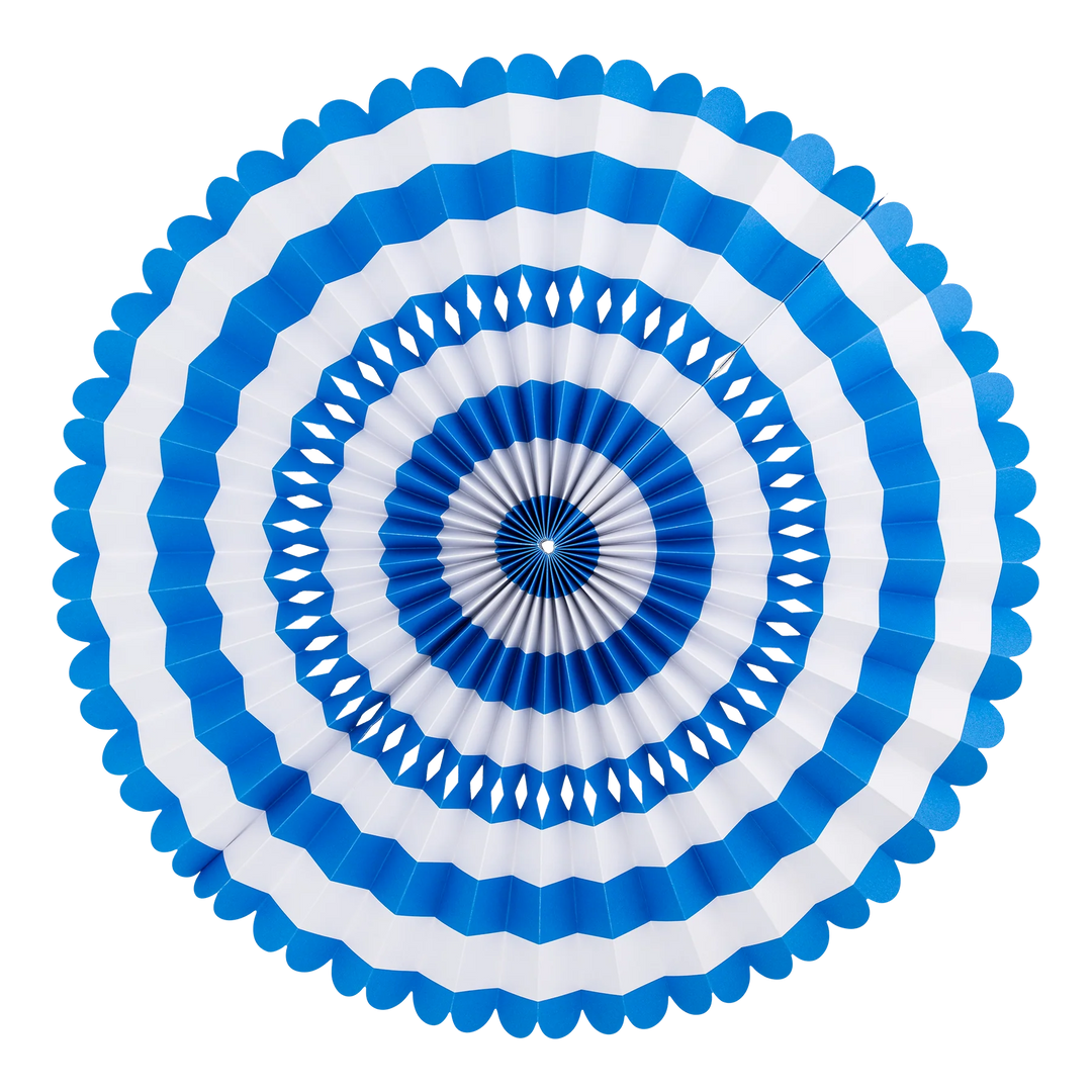 BLUE & WHITE PARTY FAN SET My Mind’s Eye Bonjour Fete - Party Supplies