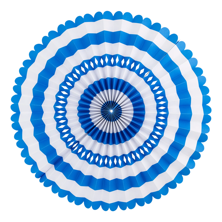 BLUE & WHITE PARTY FAN SET My Mind’s Eye Bonjour Fete - Party Supplies