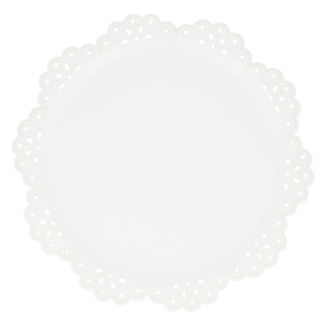 BRODERIE ANGLAISE LACE WHITE PLATES Meri Meri Plates Bonjour Fete - Party Supplies