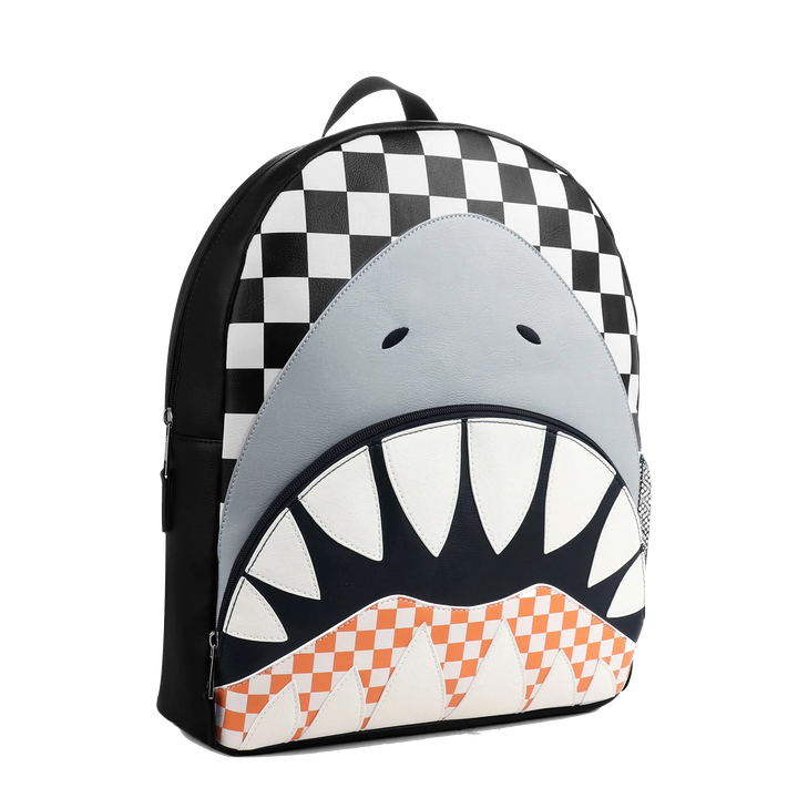 CHECKBOARD SHARK BACKPACK OMG Accessories Backpack Bonjour Fete - Party Supplies