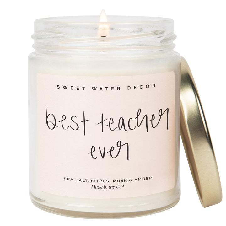 BEST TEACHER EVER SOY CANDLE Sweet Water Decor Candles Bonjour Fete - Party Supplies