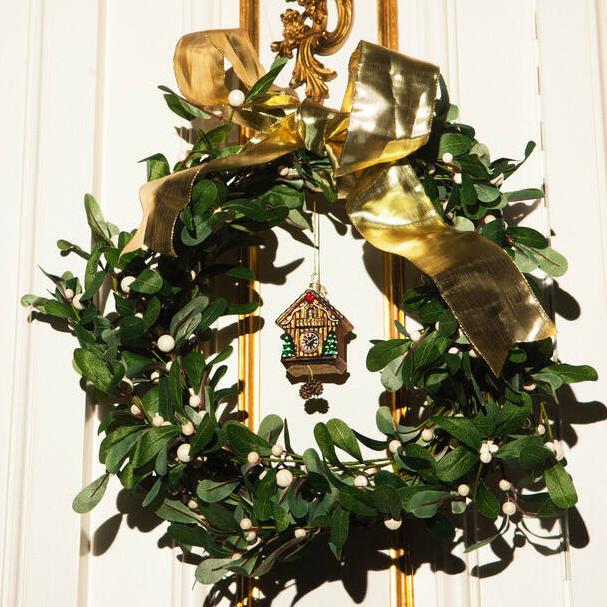 CUCKOO CLOCK GLASS ORNAMENT Vondels Christmas Ornament Bonjour Fete - Party Supplies