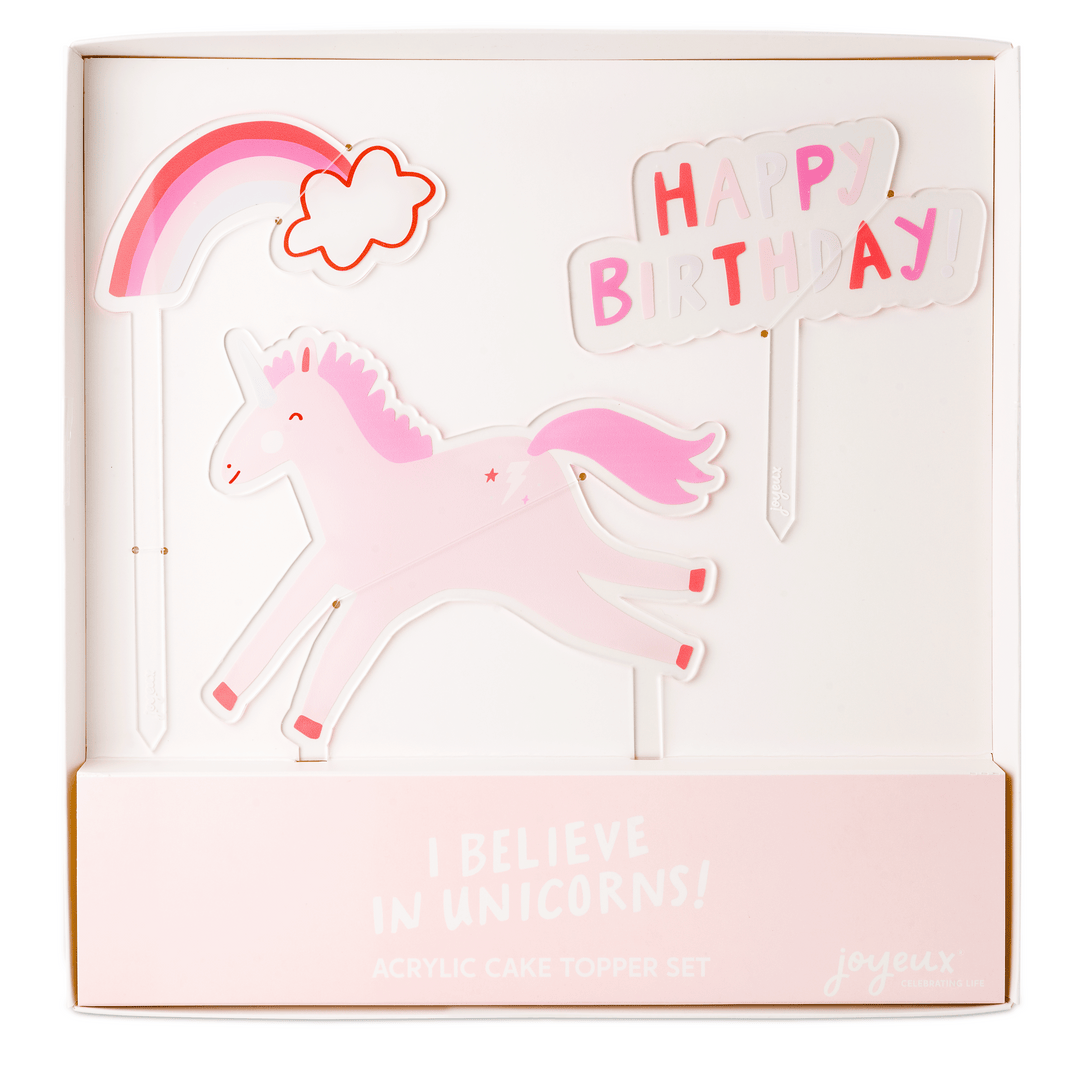 I Believe in Unicorns Acrylic Cake Topper Set Bonjour Fete Party Supplies Unicorn