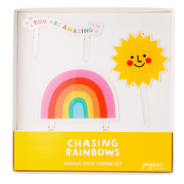 Chasing Rainbows Acrylic Cake Topper Set Bonjour Fete Party Supplies Cake Topper