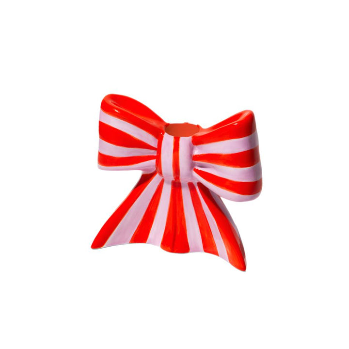 STRIPED BOW CANDLE HOLDER The Wow Effect Valentine's Day Decor STRIPED BOW CANDLE HOLDER Bonjour Fete - Party Supplies