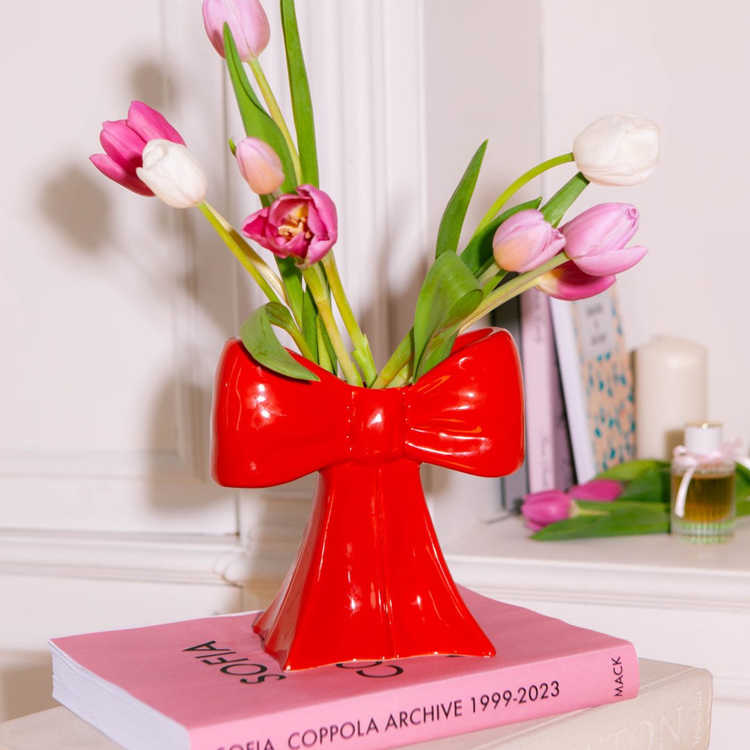 RED BOW VASE The Wow Effect RED BOW VASE Bonjour Fete - Party Supplies