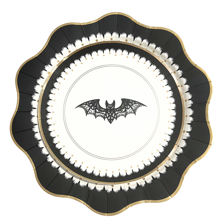 ELEGANT HALLOWEEN DESSERT LACY BAT PLATES Bonjour Fete Halloween Party Supplies Bonjour Fete - Party Supplies