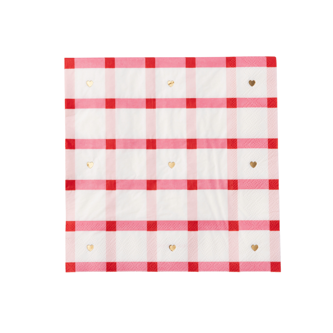 ELEGANT VALENTINE PLAID DINNER NAPKINS Bonjour Fete Napkins ELEGANT VALENTINE PLAID DINNER NAPKINS Bonjour Fete - Party Supplies