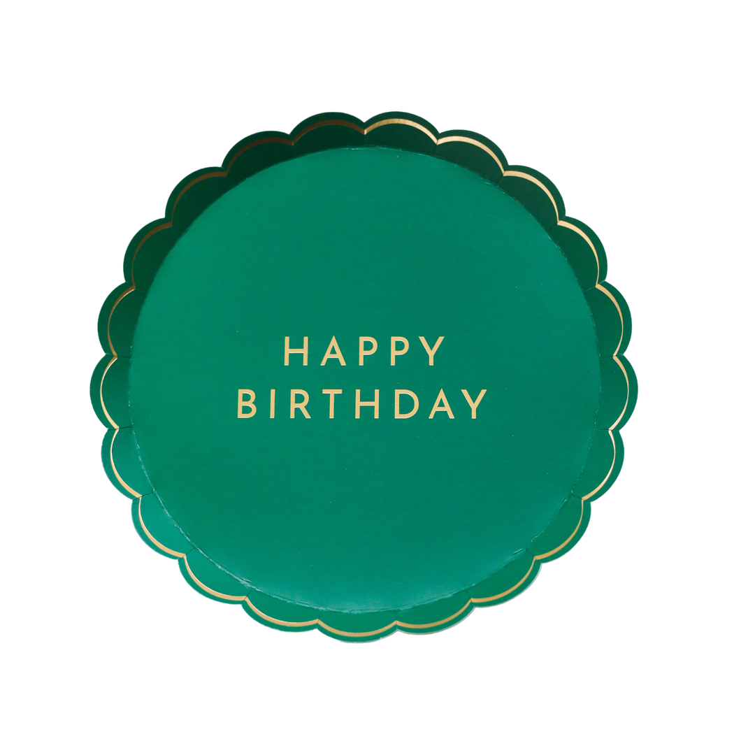 EMERALD GREEN SIGNATURE HAPPY BIRTHDAY SMALL PLATES Bonjour Fete Plates EMERALD GREEN SIGNATURE HAPPY BIRTHDAY SMALL PLATES Bonjour Fete - Party Supplies