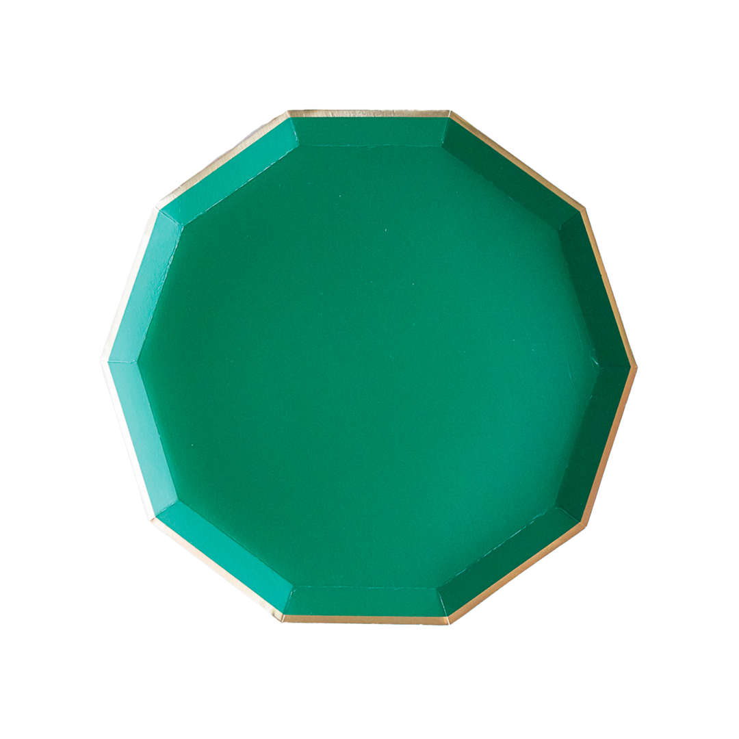 EMERALD GREEN SIGNATURE SMALL PLATES Bonjour Fete Plates EMERALD GREEN SIGNATURE SMALL PLATES Bonjour Fete - Party Supplies