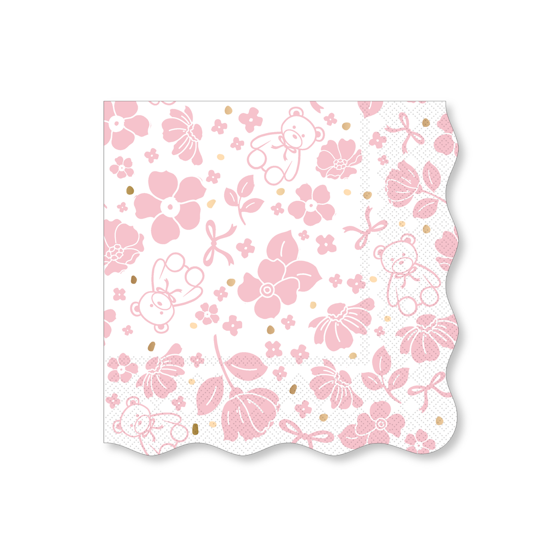 EMMA BEAR PINK LARGE NAPKINS Bonjour Fete Napkins EMMA BEAR PINK LARGE NAPKINS Bonjour Fete - Party Supplies