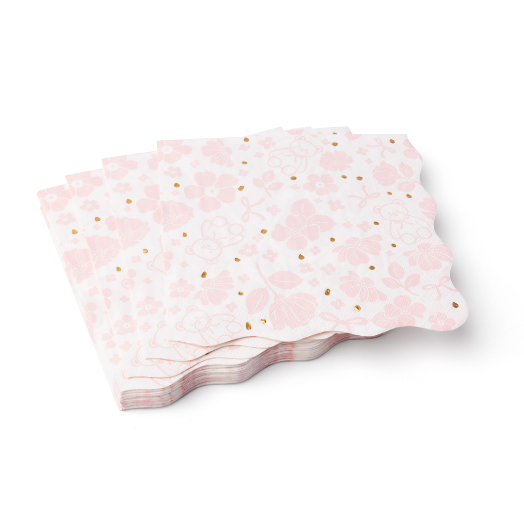 EMMA BEAR PINK LARGE NAPKINS Bonjour Fete Napkins EMMA BEAR PINK LARGE NAPKINS Bonjour Fete - Party Supplies