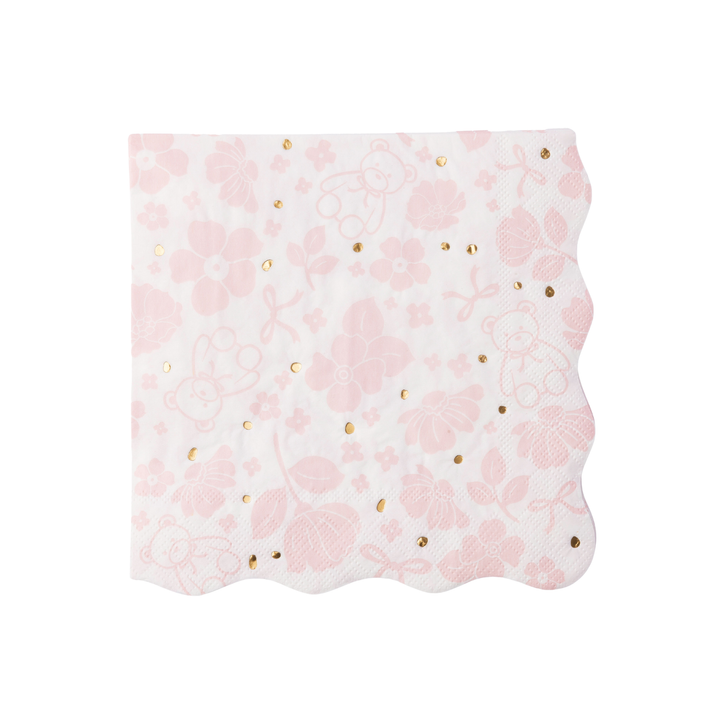 EMMA BEAR PINK LARGE NAPKINS Bonjour Fete Napkins EMMA BEAR PINK LARGE NAPKINS Bonjour Fete - Party Supplies