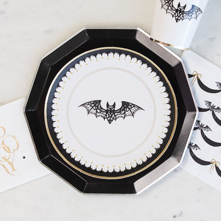 BLACK NOIR PREMIUM DINNER PLATES Bonjour Fete Plates Bonjour Fete - Party Supplies