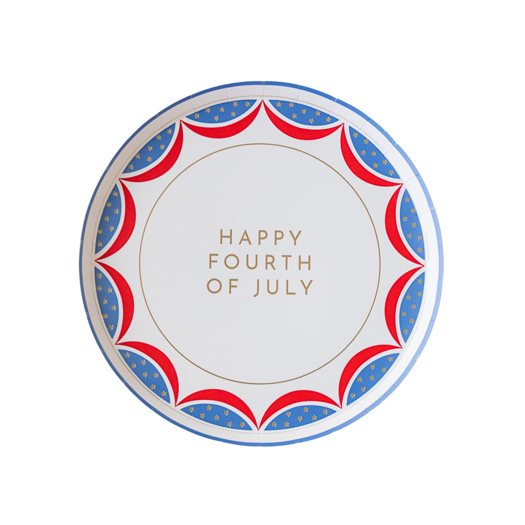 HAPPY 4TH OF JULY DESSERT PLATES Bonjour Fete Plates HAPPY 4TH OF JULY DESSERT PLATES Bonjour Fete - Party Supplies