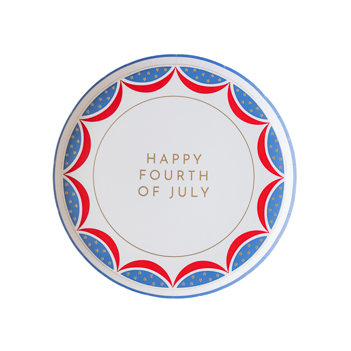 HAPPY 4TH OF JULY DESSERT PLATES Bonjour Fete Plates HAPPY 4TH OF JULY DESSERT PLATES Bonjour Fete - Party Supplies