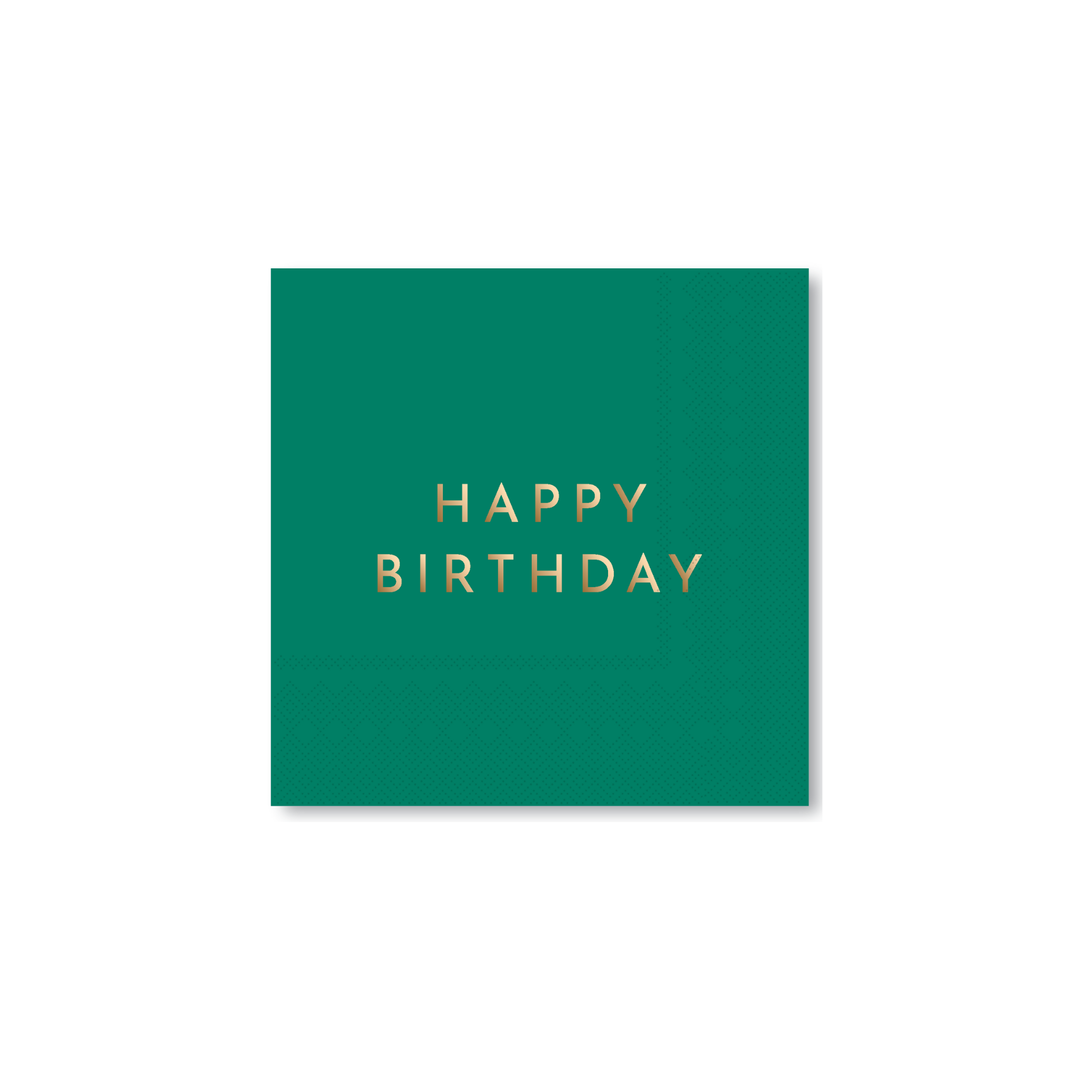 EMERALD GREEN SIGNATURE HAPPY BIRTHDAY COCKTAIL NAPKINS Bonjour Fete Napkins Bonjour Fete - Party Supplies