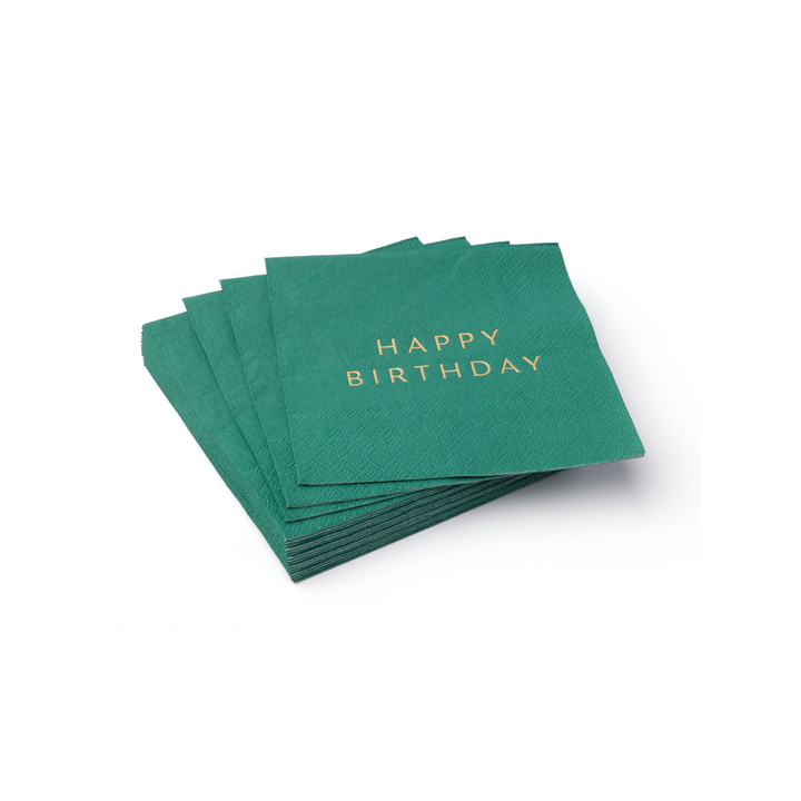 EMERALD GREEN SIGNATURE HAPPY BIRTHDAY COCKTAIL NAPKINS Bonjour Fete Napkins EMERALD GREEN SIGNATURE HAPPY BIRTHDAY COCKTAIL NAPKINS Bonjour Fete - Party Supplies