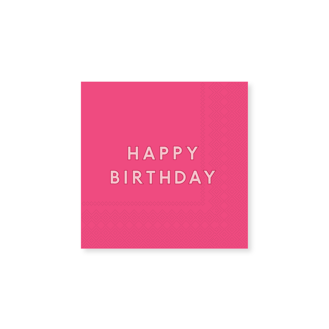 HAUTE PINK SIGNATURE HAPPY BIRTHDAY COCKTAIL NAPKINS Bonjour Fete Napkins Bonjour Fete - Party Supplies